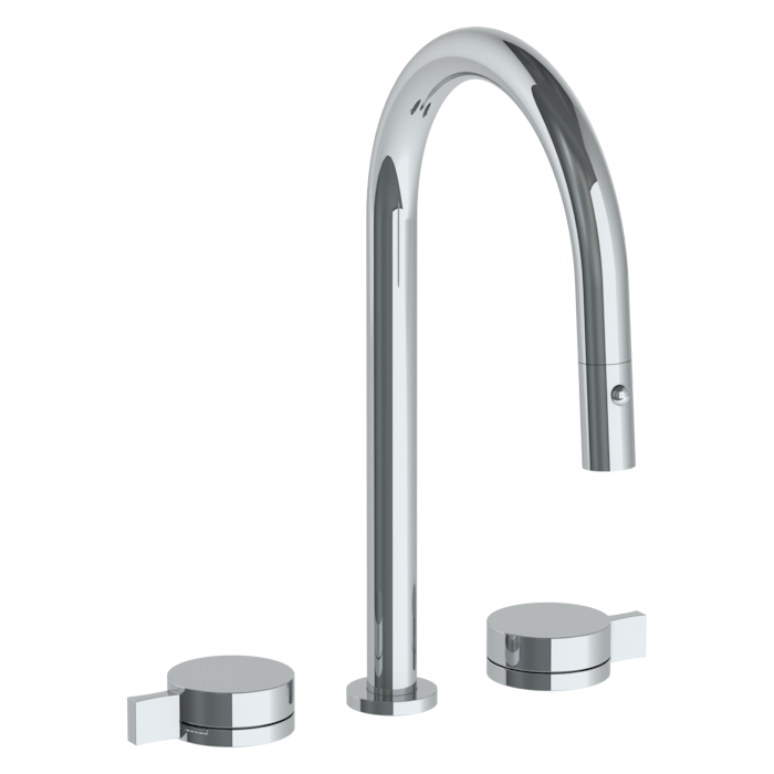 WATERMARK Elements 21 Deck Mounted 3 Hole Gooseneck Kitchen Faucet with Pull Down Spray 21-7PG2-E3 (ON SALE)