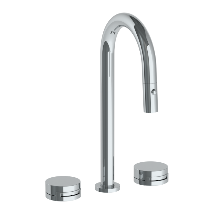 WATERMARK Elements 21 Deck Mounted 3 Hole Gooseneck Prep Faucet with Pull Down Spray 21-9PG4-E1 (ON SALE)