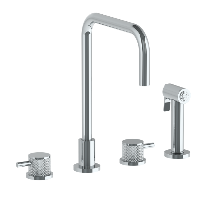 WATERMARK Titanium 22 Deck Mounted 4 Hole Square Top Kitchen Set - Includes Side Spray 22-7.1-TIC (ON SALE)