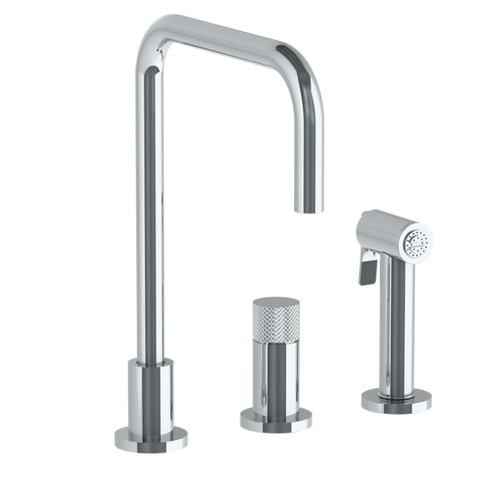 WATERMARK Titanium 22 Deck Mounted 3 Hole Square Top Kitchen Set - Includes Side Spray 22-7.1.3A-TIAV (ON SALE)