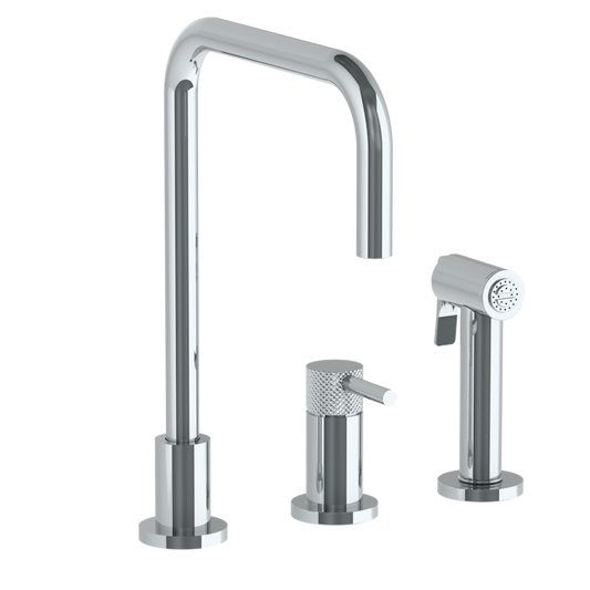 WATERMARK Titanium 22 Deck Mounted 3 Hole Square Top Kitchen Set - Includes Side Spray 22-7.1.3A-TICV (ON SALE)