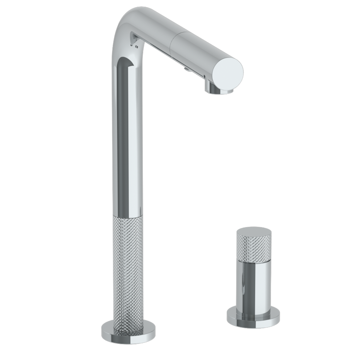 WATERMARK Titanium 22 Deck Mounted 2 Hole Square Top Kitchen Faucet with Pull Out Spray 22-7.1.3P1-TIAV(ON SALE)