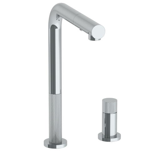 WATERMARK Titanium 22 Deck Mounted 2 Hole Square Top Kitchen Faucet with Pull Out Spray 22-7.1.3P1-TIAV(ON SALE)