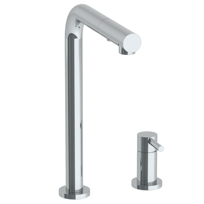 WATERMARK Titanium 22 Deck Mounted 2 Hole Square Top Kitchen Faucet with Pull Out Spray 22-7.1.3P1-TIBV(ON SALE)