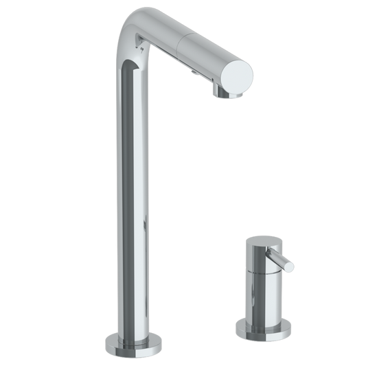 WATERMARK Titanium 22 Deck Mounted 2 Hole Square Top Kitchen Faucet with Pull Out Spray 22-7.1.3P1-TIBV(ON SALE)
