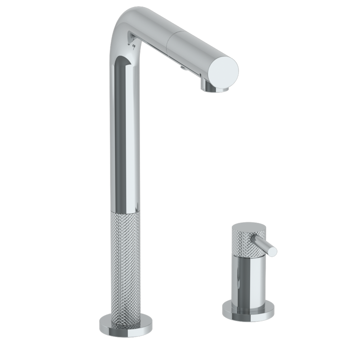 WATERMARK Titanium 22 Deck Mounted 2 Hole Square Top Kitchen Faucet with Pull Out Spray 22-7.1.3P1-TICV(ON SALE)
