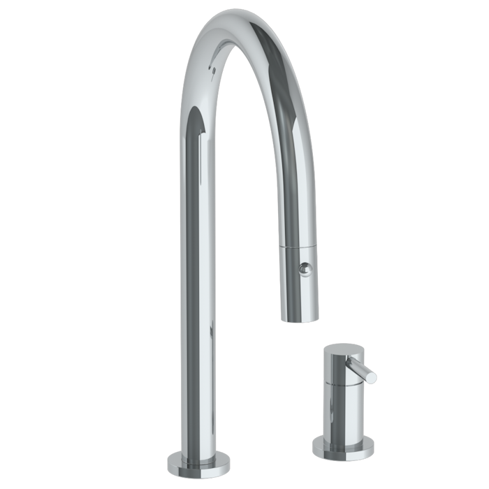 WATERMARK Titanium 22 Deck Mounted 2 Hole Gooseneck Kitchen Faucet with Pull Down Spray 22-7.1.3PG2-TIBV (ON SALE)