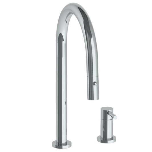 WATERMARK Titanium 22 Deck Mounted 2 Hole Gooseneck Kitchen Faucet with Pull Down Spray 22-7.1.3PG2-TIBV (ON SALE)