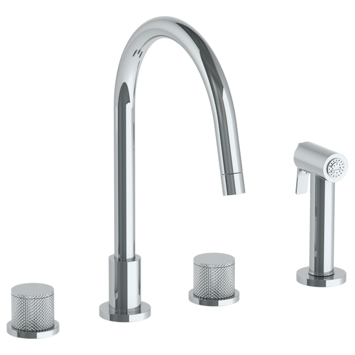 WATERMARK Titanium 22 Deck Mounted 4 Hole Gooseneck Kitchen Set - Includes Side Spray 22-7.1G-TIA (ON SALE)