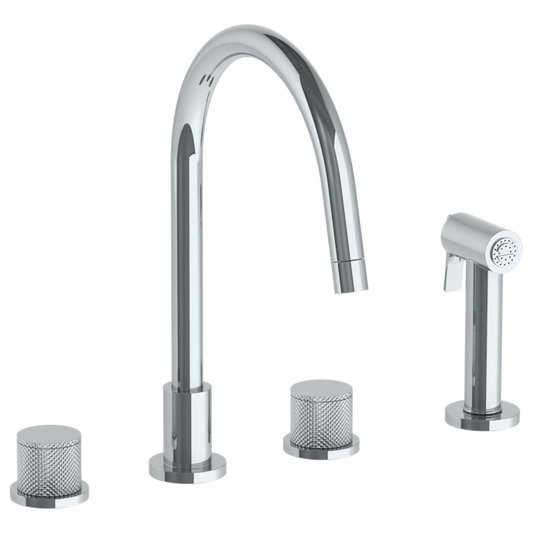 WATERMARK Titanium 22 Deck Mounted 4 Hole Gooseneck Kitchen Set - Includes Side Spray 22-7.1G-TIA (ON SALE)