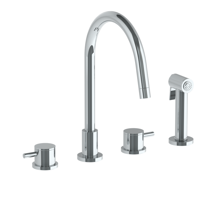 WATERMARK Titanium 22 Deck Mounted 4 Hole Gooseneck Kitchen Set - Includes Side Spray 22-7.1G-TIB (ON SALE)