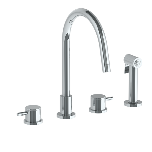 WATERMARK Titanium 22 Deck Mounted 4 Hole Gooseneck Kitchen Set - Includes Side Spray 22-7.1G-TIB (ON SALE)