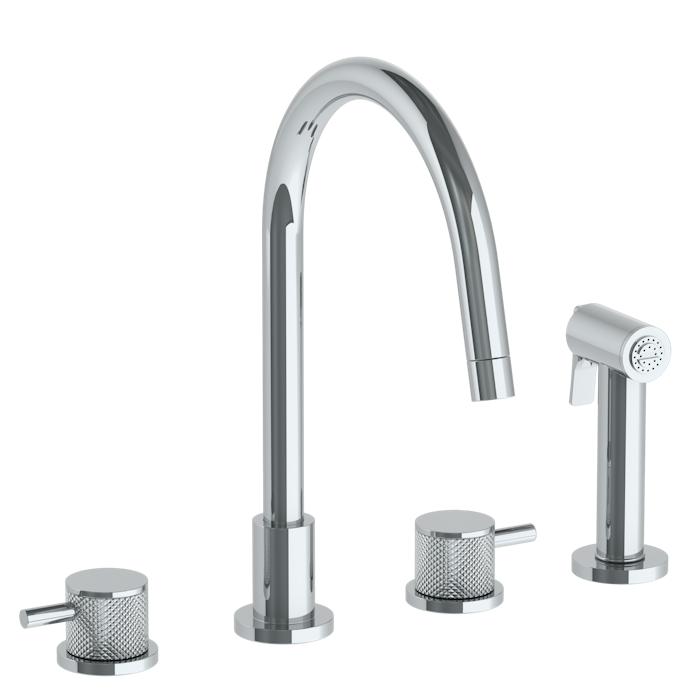 WATERMARK Titanium 22 Deck Mounted 4 Hole Gooseneck Kitchen Set - Includes Side Spray 22-7.1G-TIC (ON SALE)