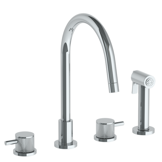 WATERMARK Titanium 22 Deck Mounted 4 Hole Gooseneck Kitchen Set - Includes Side Spray 22-7.1G-TIC (ON SALE)