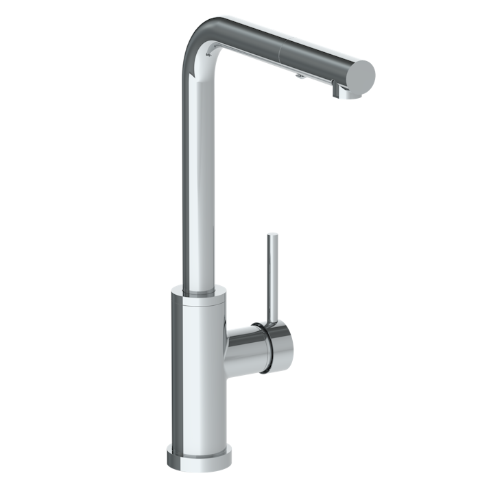 WATERMARK Titanium 22 Deck Mounted 1 Hole Square Top Kitchen Faucet with Pull Out Spray - High Spout 22-7.3P1-TIB (ON SALE)