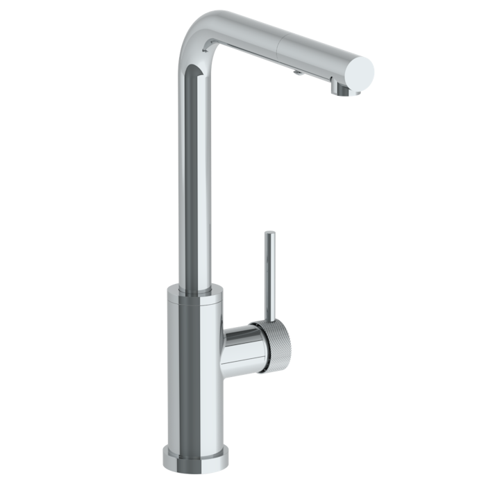 WATERMARK Titanium 22 Deck Mounted 1 Hole Square Top Kitchen Faucet with Pull Out Spray - High Spout 22-7.3P1-TIC (ON SALE)