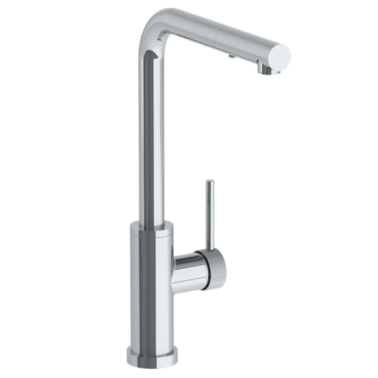 WATERMARK Titanium 22 Deck Mounted 1 Hole Square Top Kitchen Faucet with Pull Out Spray - High Spout 22-7.3P1-TIC (ON SALE)