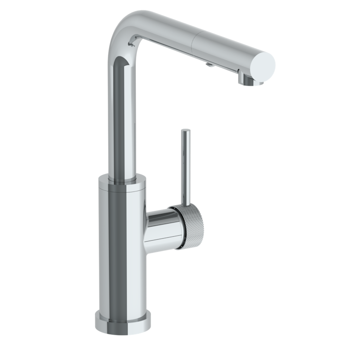 WATERMARK Titanium 22 Deck Mounted 1 Hole Square Top Kitchen Faucet with Pull Out Spray - Low Spout 22-7.3P3-TIC (ON SALE)