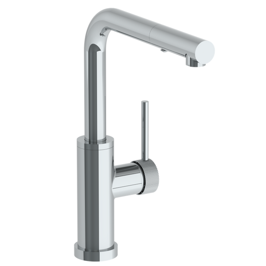 WATERMARK Titanium 22 Deck Mounted 1 Hole Square Top Kitchen Faucet with Pull Out Spray - Low Spout 22-7.3P3-TIC (ON SALE)