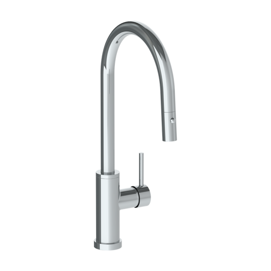 WATERMARK Titanium 22 Deck Mounted 1 Hole Gooseneck Kitchen Faucet with Pull Down Spray - High Spout 22-7.3PG2-TIB (ON SALE)