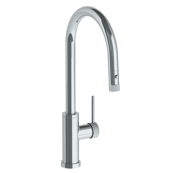 WATERMARK Titanium 22 Deck Mounted 1 Hole Gooseneck Kitchen Faucet with Pull Down Spray - High Spout 22-7.3PG2-TIC (ON SALE)