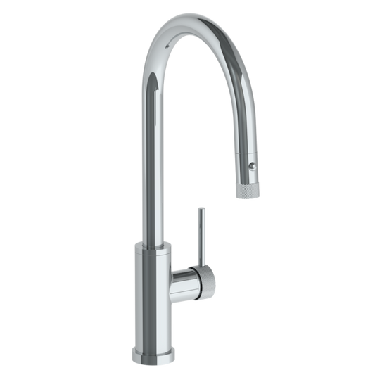 WATERMARK Titanium 22 Deck Mounted 1 Hole Gooseneck Kitchen Faucet with Pull Down Spray - High Spout 22-7.3PG2-TIC (ON SALE)