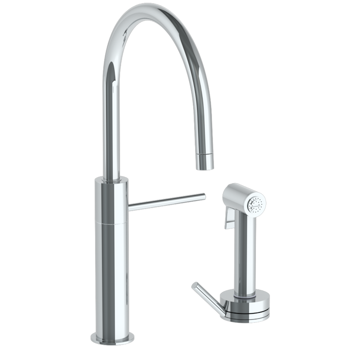 WATERMARK Titanium 22 Deck Mounted 2 Hole Gooseneck Kitchen Set - Includes Side Spray with Integrated Mixer 22-7.4-TIB (ON SALE)