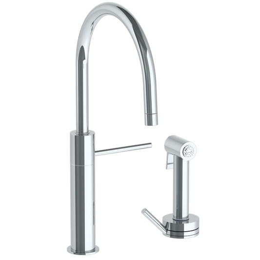 WATERMARK Titanium 22 Deck Mounted 2 Hole Gooseneck Kitchen Set - Includes Side Spray with Integrated Mixer 22-7.4-TIB (ON SALE)