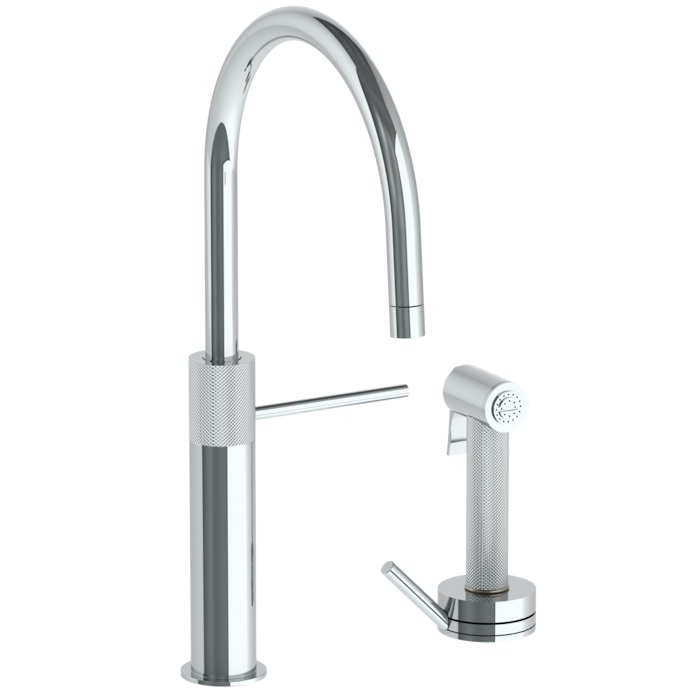 WATERMARK Titanium 22 Deck Mounted 2 Hole Gooseneck Kitchen Set - Includes Side Spray with Integrated Mixer 22-7.4-TIC (ON SALE)