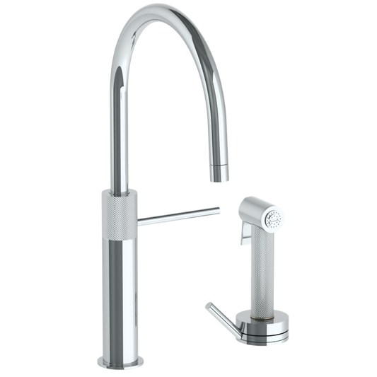 WATERMARK Titanium 22 Deck Mounted 2 Hole Gooseneck Kitchen Set - Includes Side Spray with Integrated Mixer 22-7.4-TIC (ON SALE)