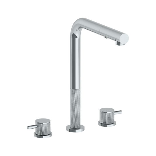 WATERMARK Titanium 22 Deck Mounted 3 Hole Square Top Kitchen Faucet with Pull Out Spray 22-7P1-TIC (ON SALE)