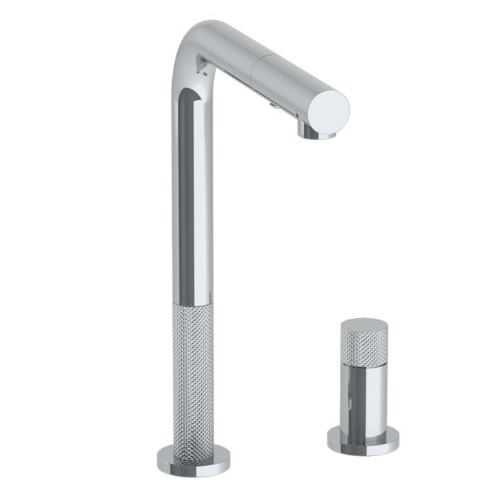 WATERMARK Titanium 22 Deck Mounted 2 Hole Square Top Prep Faucet with Pull Out Spray 22-9.1.3P1-TIAV (ON SALE)