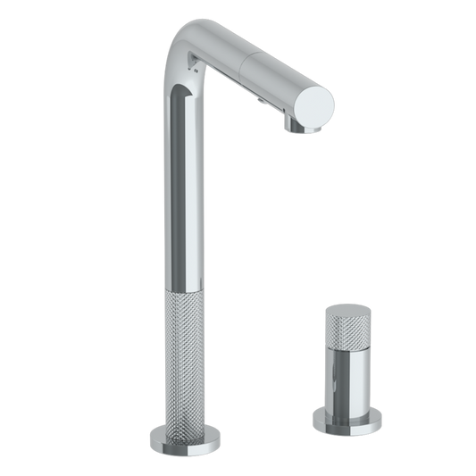 WATERMARK Titanium 22 Deck Mounted 2 Hole Square Top Prep Faucet with Pull Out Spray 22-9.1.3P1-TIAV (ON SALE)