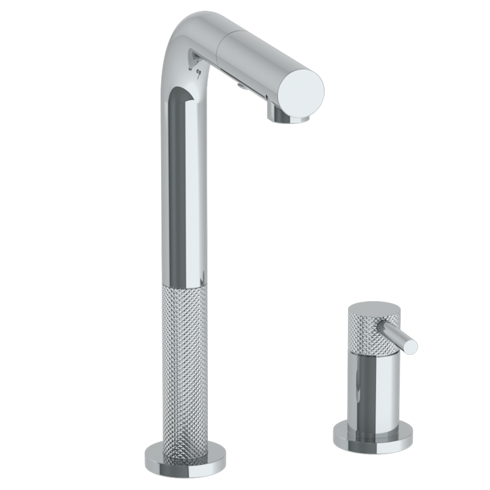 WATERMARK Titanium 22 Deck Mounted 2 Hole Square Top Prep Faucet with Pull Out Spray 22-9.1.3P1-TICV (ON SALE)