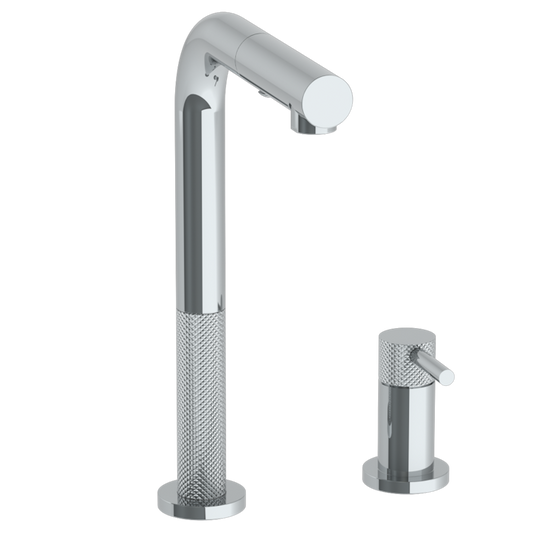 WATERMARK Titanium 22 Deck Mounted 2 Hole Square Top Prep Faucet with Pull Out Spray 22-9.1.3P1-TICV (ON SALE)