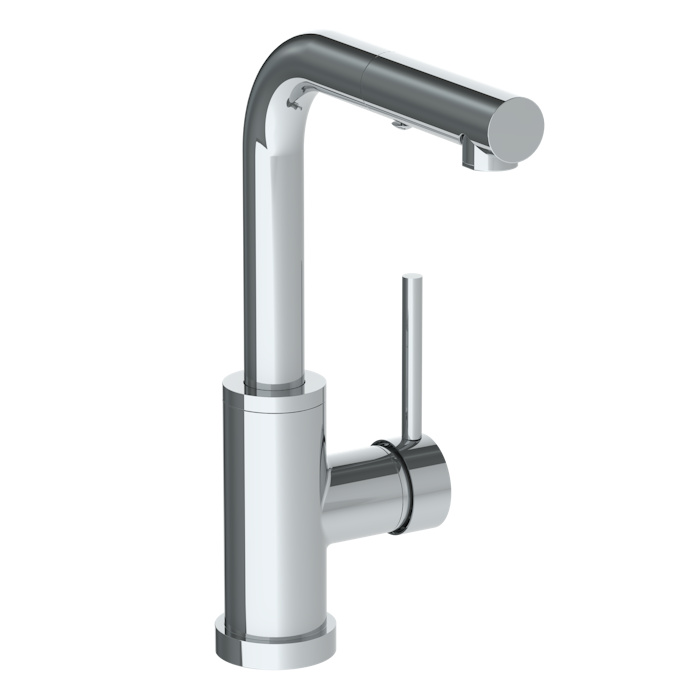 WATERMARK Titanium 22 Deck Mounted 1 Hole Square Top Prep Faucet with Pull Out Spray 22-9.3P1-TIB (ON SALE)