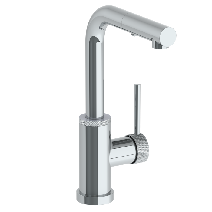 WATERMARK Titanium 22 Deck Mounted 1 Hole Square Top Prep Faucet with Pull Out Spray 22-9.3P1-TIC (ON SALE)