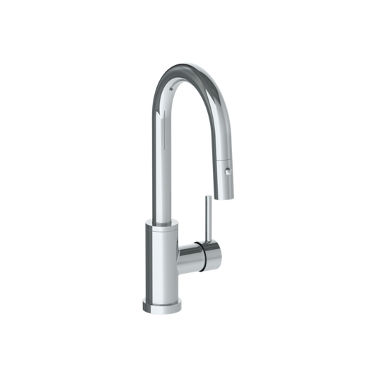 WATERMARK Titanium 22 Deck Mounted 1 Hole Gooseneck Prep Faucet with Pull Down Spray 22-9.3PG2-TIB (ON SALE)