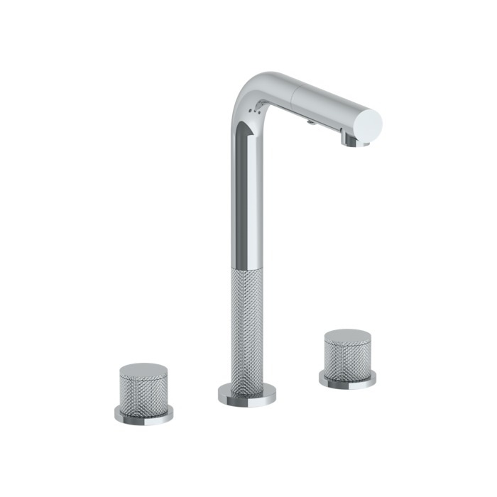WATERMARK Titanium 22 Deck Mounted 3 Hole Square Top Prep Faucet with Pull Out Spray 22-9P3-TIA (ON SALE)