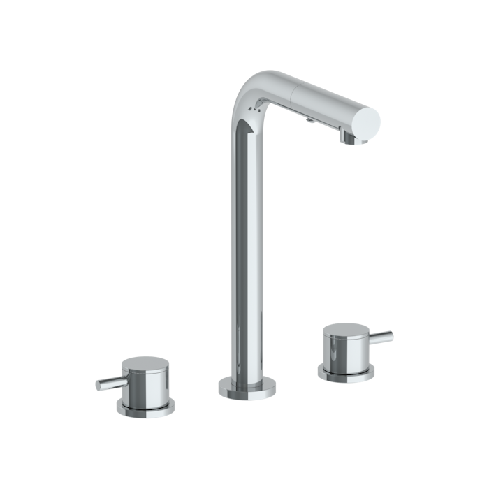 WATERMARK Titanium 22 Deck Mounted 3 Hole Square Top Prep Faucet with Pull Out Spray 22-9P3-TIB (ON SALE)