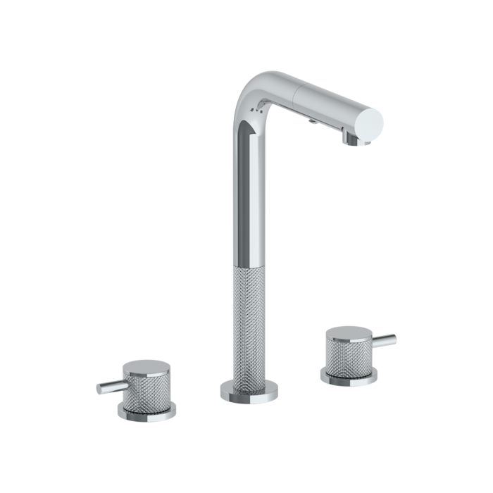 WATERMARK Titanium 22 Deck Mounted 3 Hole Square Top Prep Faucet with Pull Out Spray 22-9P3-TIC (ON SALE)