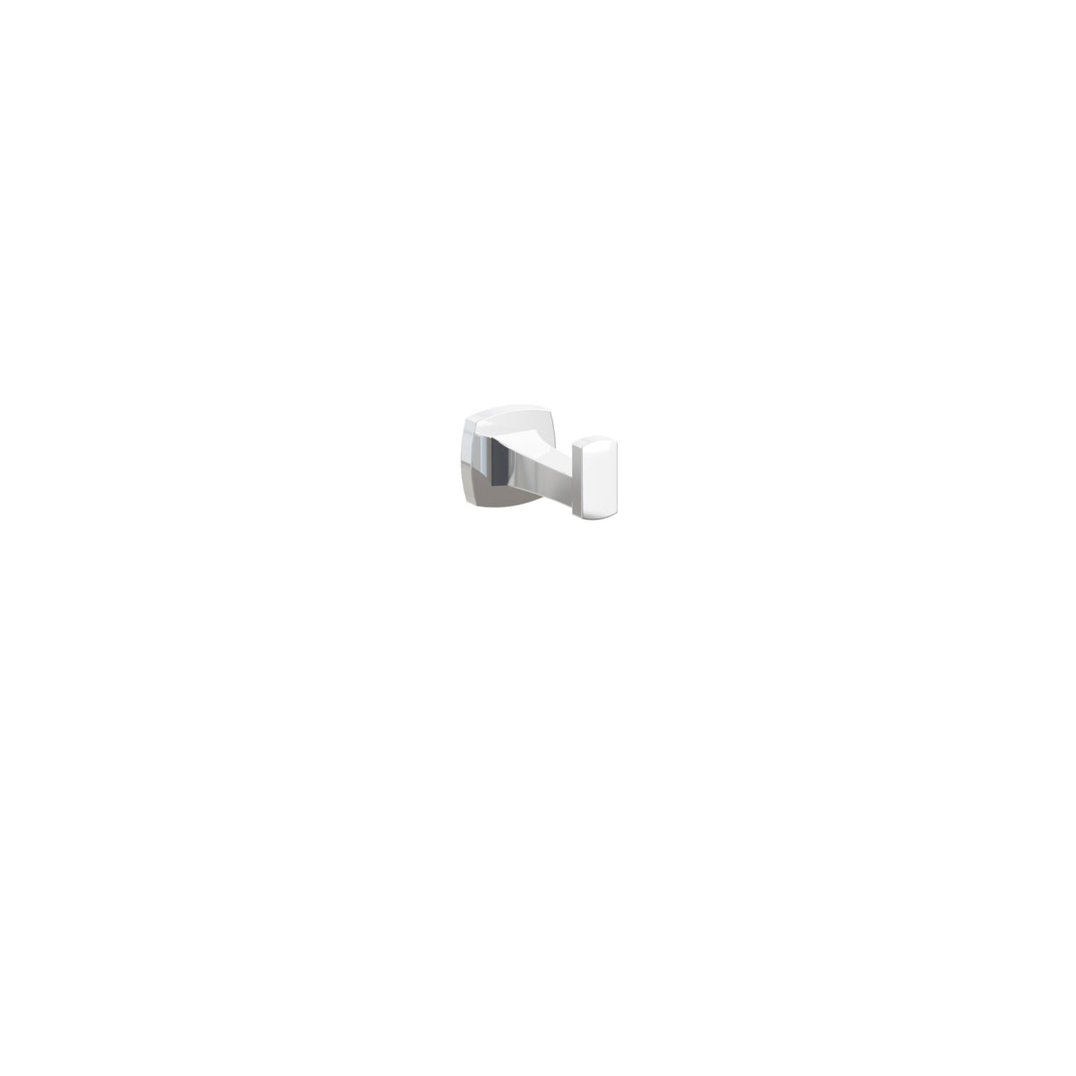 Emtek 2295 Transitional Flared Robe Hook in Polished Chrome with Soft Square Rosette – 2295FQUS26
