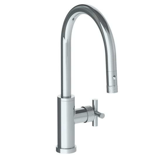 WATERMARK Sense 27 Deck Mounted 1 Hole Gooseneck Kitchen Faucet with Pull Down Spray - Low Spout 27-7.3PG4-CL15 (ON SALE)