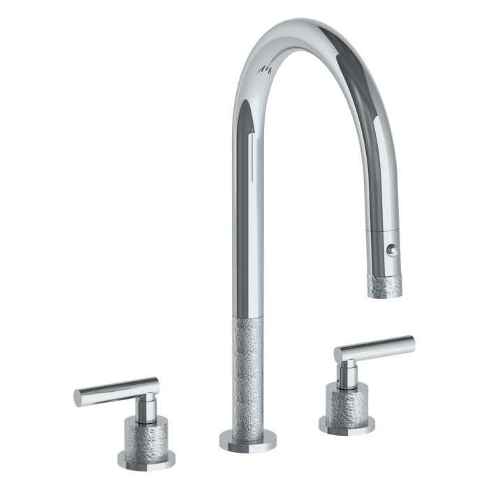WATERMARK Sense 27 Deck Mounted 3 Hole Gooseneck Kitchen Faucet with Pull Down Spray 27-7PG2-CL14 (ON SALE)