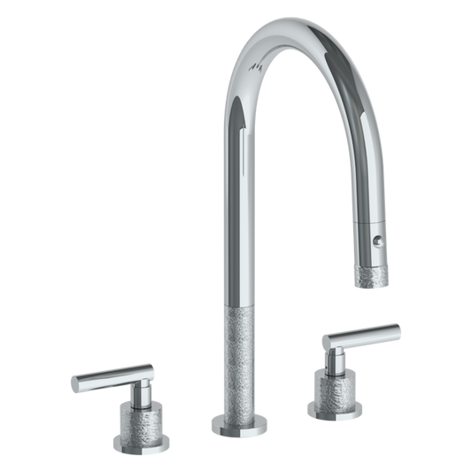 WATERMARK Sense 27 Deck Mounted 3 Hole Gooseneck Kitchen Faucet with Pull Down Spray 27-7PG2-CL14 (ON SALE)