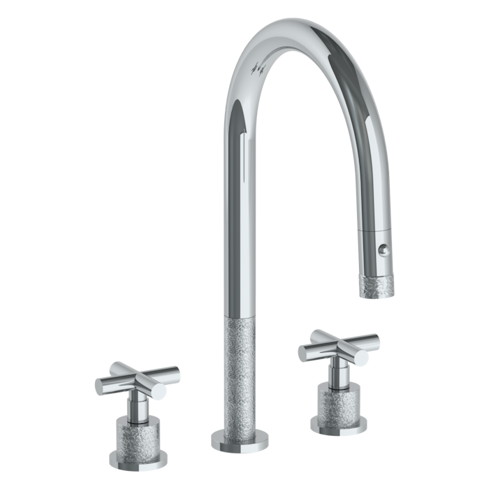 WATERMARK Sense 27 Deck Mounted 3 Hole Gooseneck Kitchen Faucet with Pull Down Spray 27-7PG2-CL15 (ON SALE)