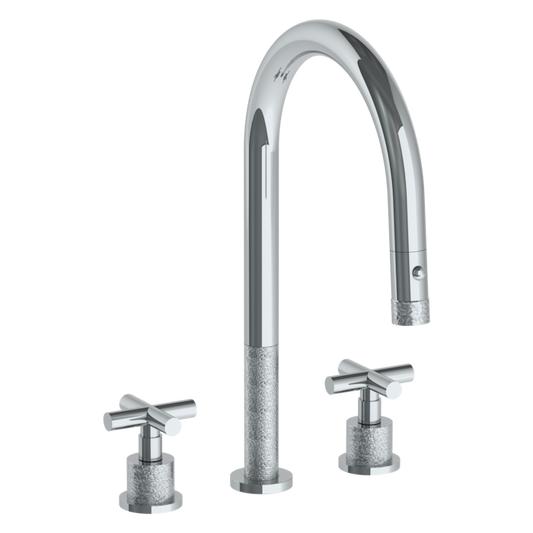 WATERMARK Sense 27 Deck Mounted 3 Hole Gooseneck Kitchen Faucet with Pull Down Spray 27-7PG2-CL15 (ON SALE)