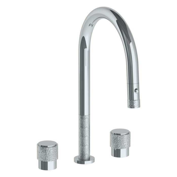 WATERMARK Sense 27 Deck Mounted 3 Hole Gooseneck Kitchen Faucet with Pull Down Spray 27-7PG2-CL16 (ON SALE)