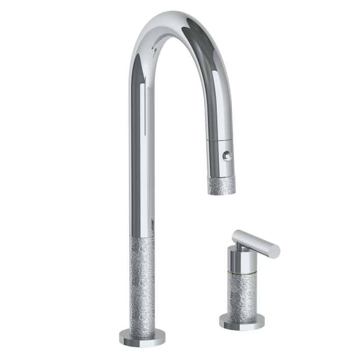 WATERMARK Sense 27 Deck Mounted 2 Hole Gooseneck Prep Faucet with Pull Down Spray 27-9.1.3PG2-CL15V (ON SALE)