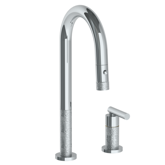 WATERMARK Sense 27 Deck Mounted 2 Hole Gooseneck Prep Faucet with Pull Down Spray 27-9.1.3PG2-CL15V (ON SALE)